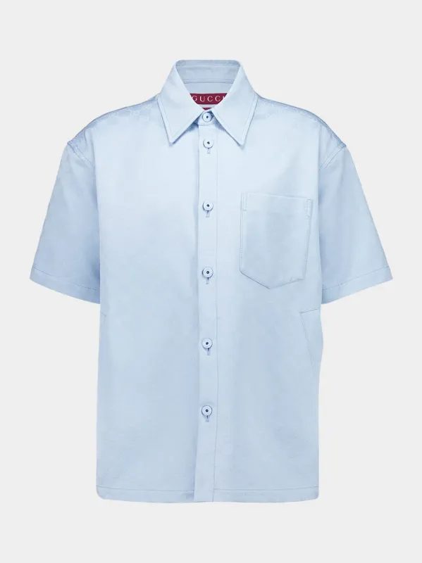 Light Blue Oversize GG Cotton Shirt sold by Fashion Clinic