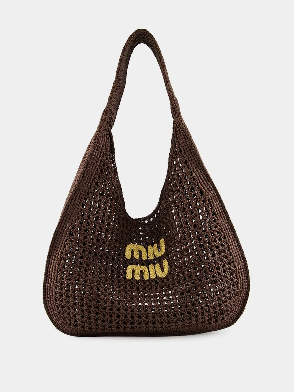 Cocoa Brown Raffia-Effect Woven Hobo Bag sold by Fashion Clinic