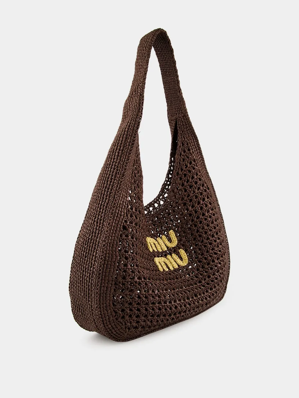 Cocoa Brown Raffia-Effect Woven Hobo Bag sold by Fashion Clinic product image thumbnail 3