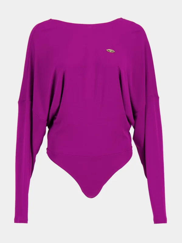 Ibiscus Fane Cape Sleeve Bodysuit made by Emilio Pucci