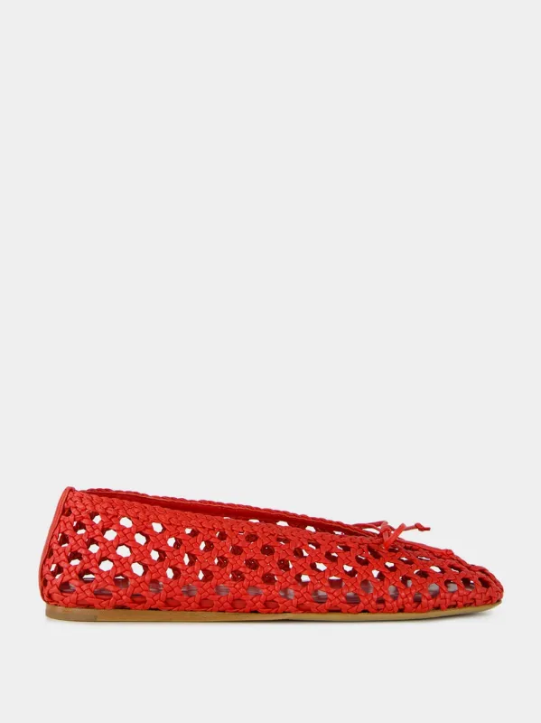 Regency Slipper in Crimson Woven Leather made by Le Monde Beryl