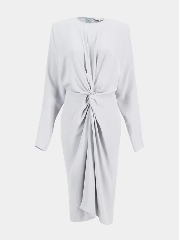 Pearl Blue Midi Dress with Side Twist sold by Fashion Clinic