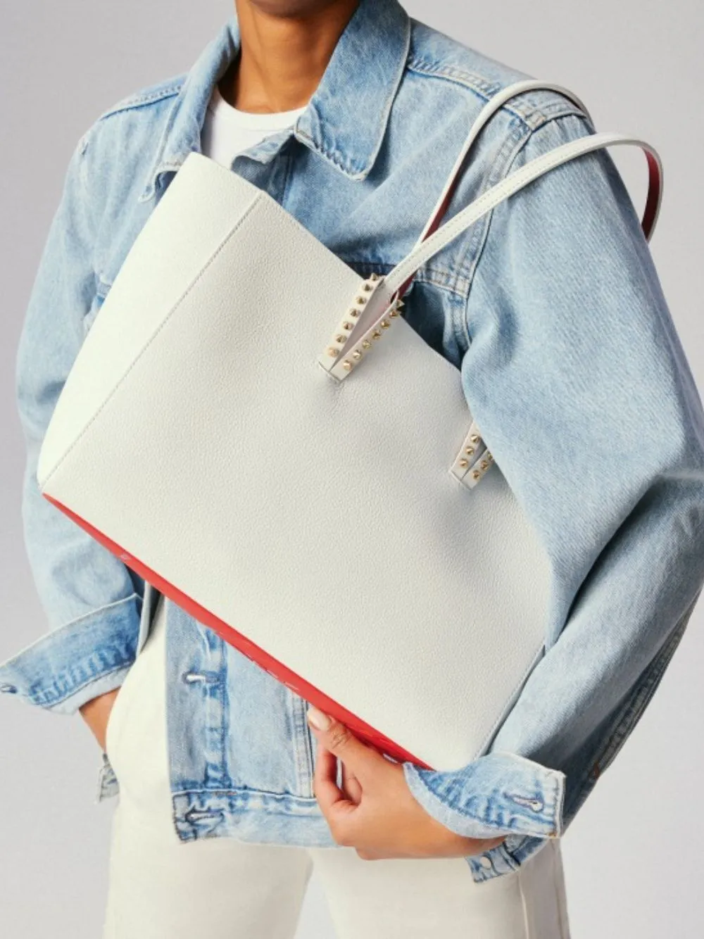 Cabata Small White Calf Leather Tote Bag sold by Fashion Clinic product image thumbnail 2