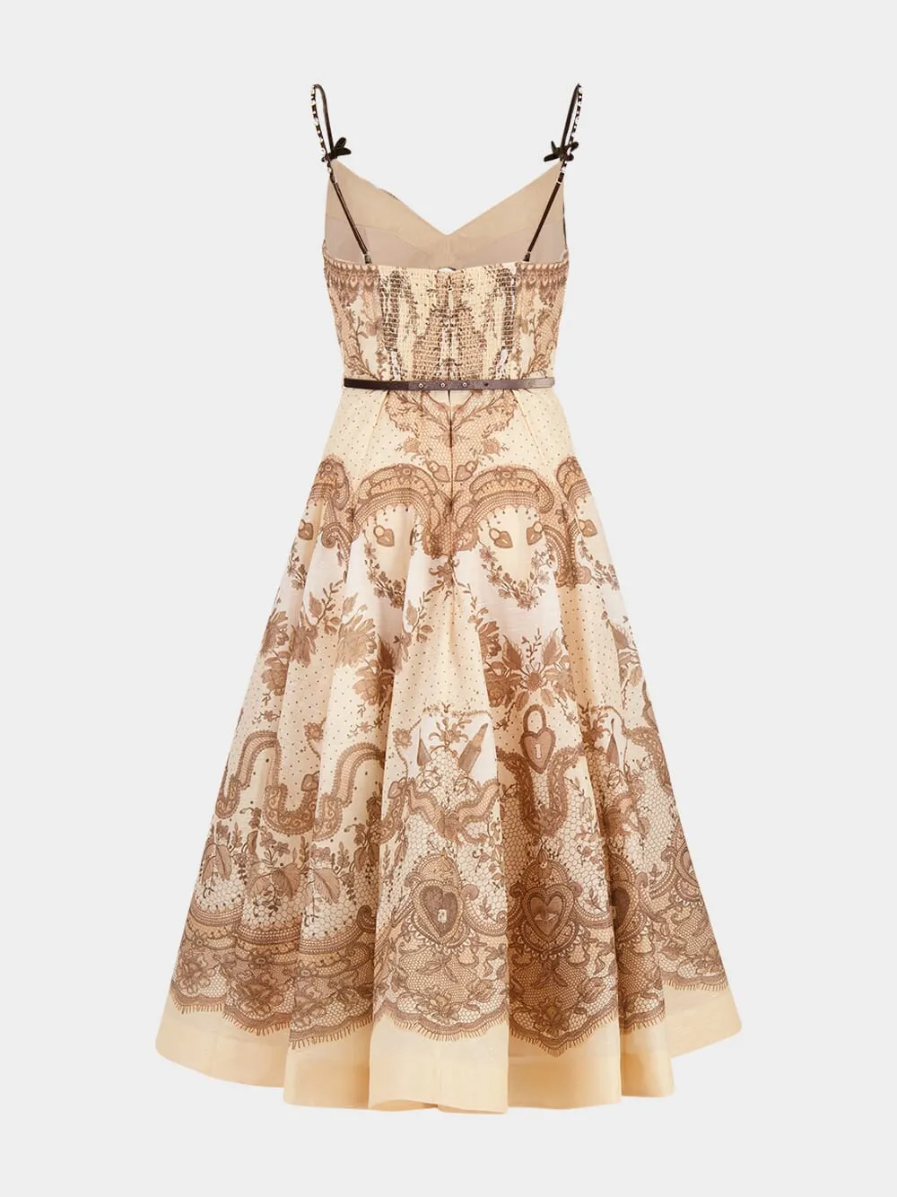 Crush Twist Front Peach Lace Print Midi Dress sold by Fashion Clinic product image thumbnail 4