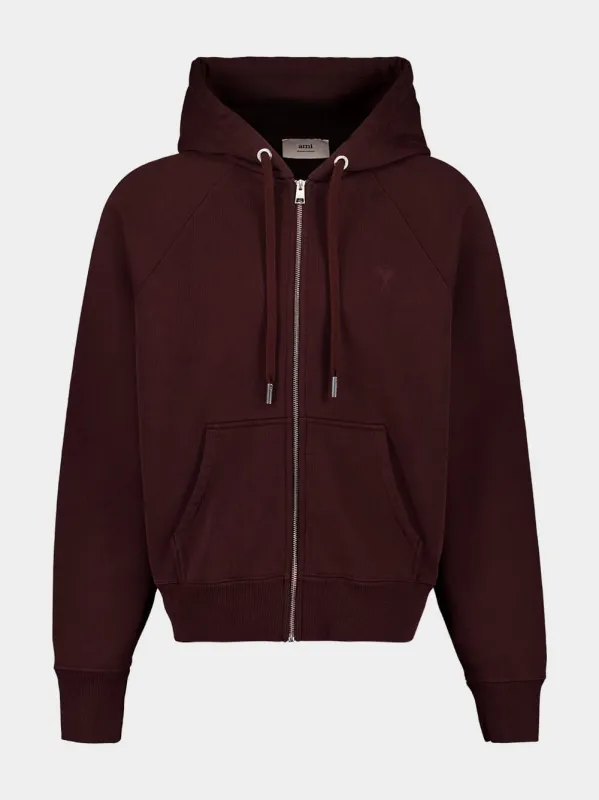 Tonal Ami de Coeur Zipped Sweatshirt in Eggplant sold by Fashion Clinic