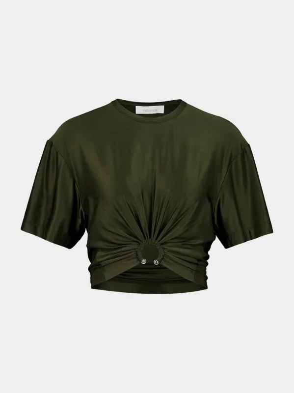 New Khaki Cropped Jersey T-Shirt sold by Fashion Clinic