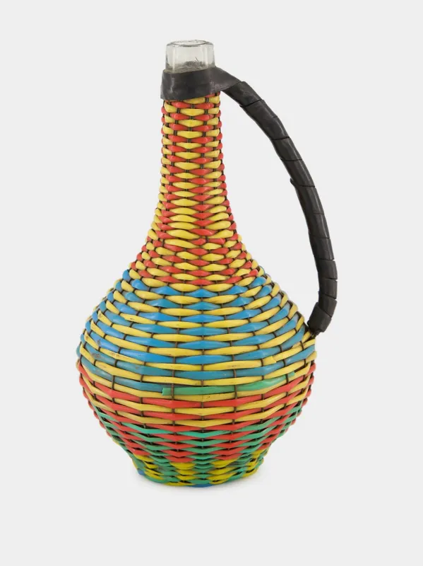 Blue, Red and Yellow Woven Glass Flask sold by Fashion Clinic