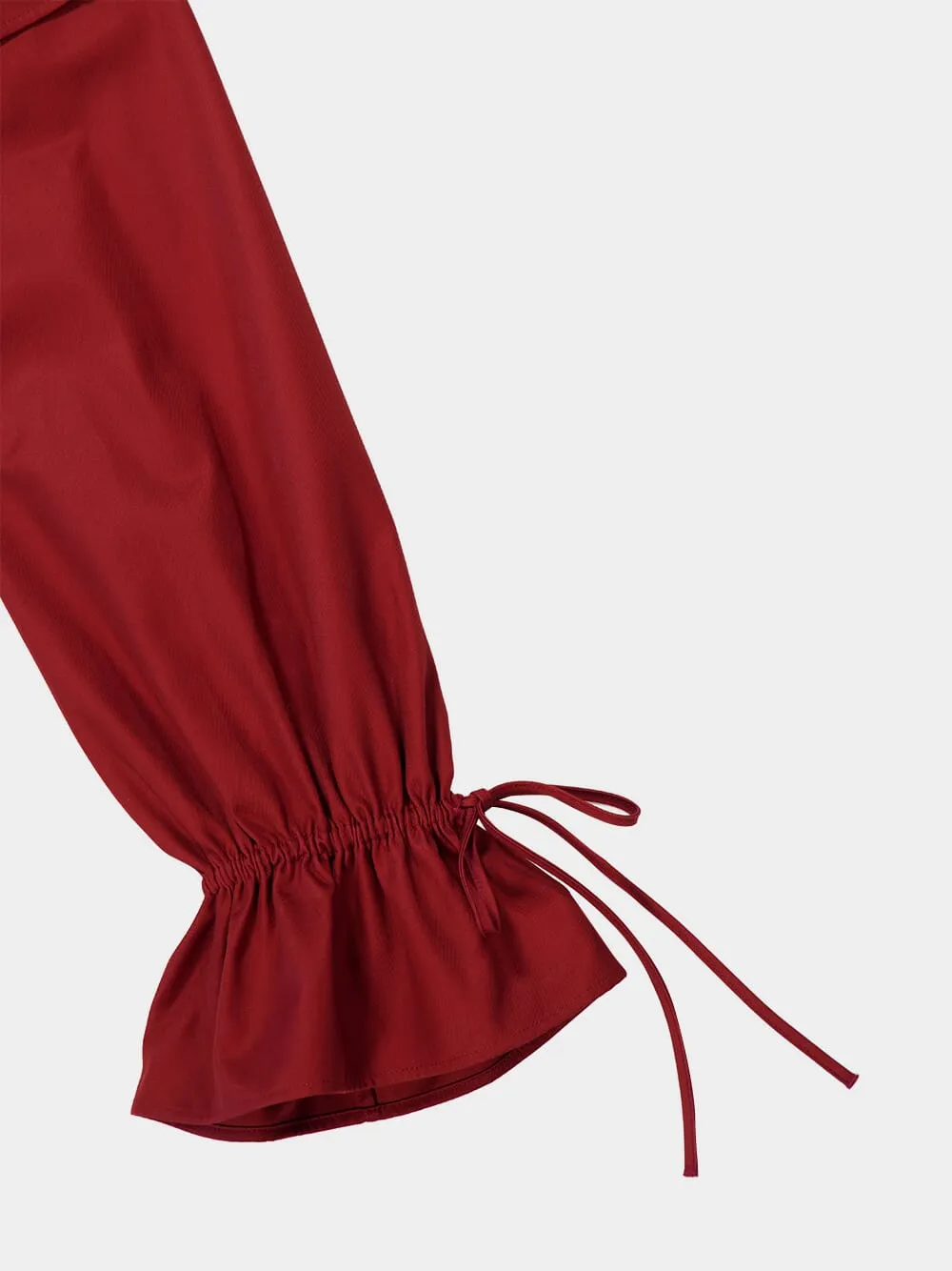 Bordeaux Off-the-Shoulder Ruffled Cotton Twill Dress sold by Fashion Clinic product image thumbnail 5