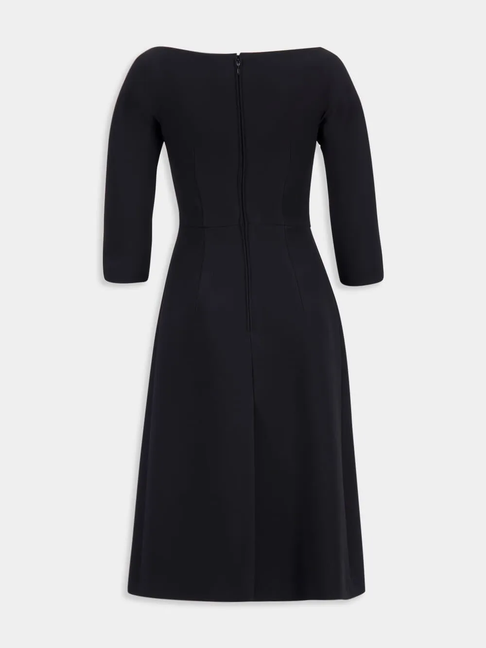 Black Silk-Blend V-Neck Midi Dress sold by Fashion Clinic product image thumbnail 2