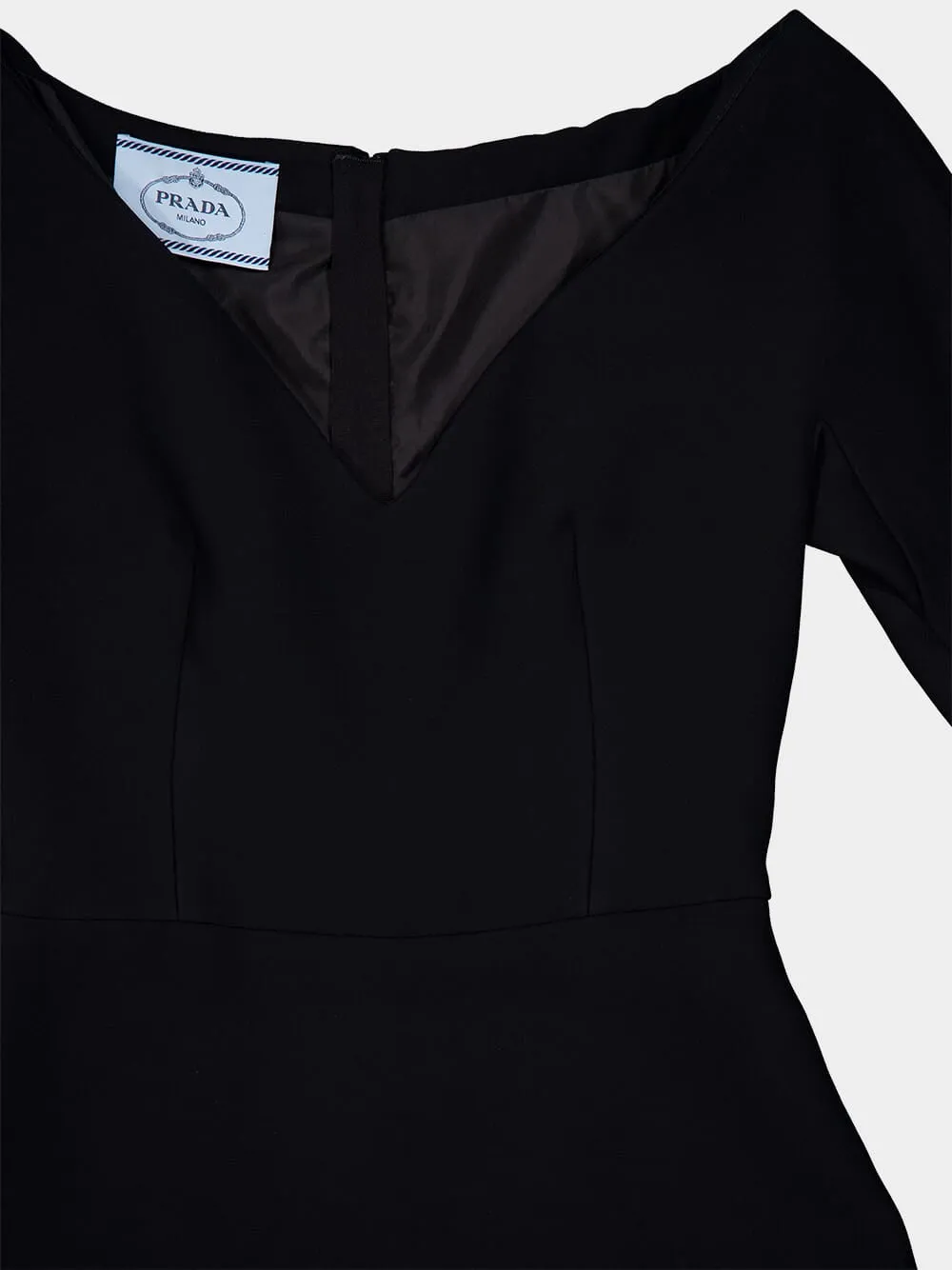 Black Silk-Blend V-Neck Midi Dress sold by Fashion Clinic product image thumbnail 3