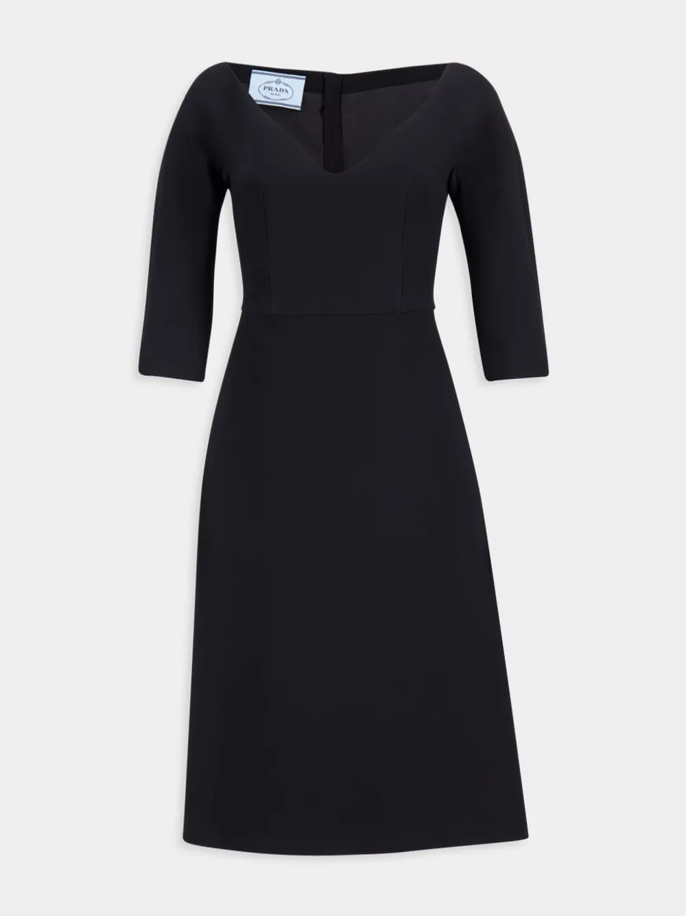 Black Silk-Blend V-Neck Midi Dress sold by Fashion Clinic