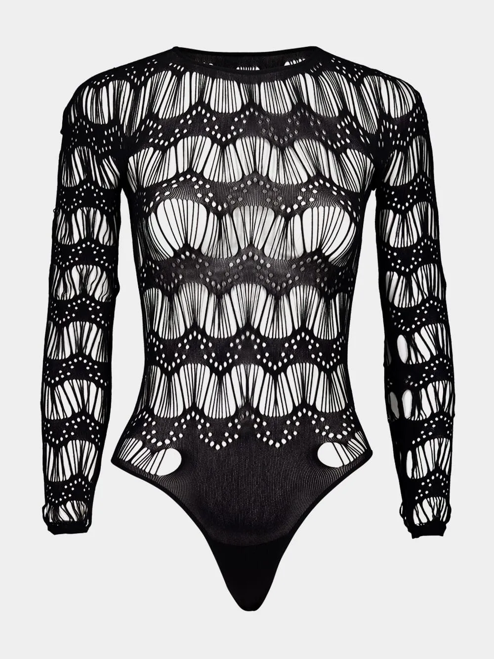 Black Ladder-Knit Bodysuit sold by Fashion Clinic