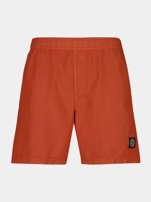 Sienna Brown Mid-Length Swim Trunks made by Stone Island
