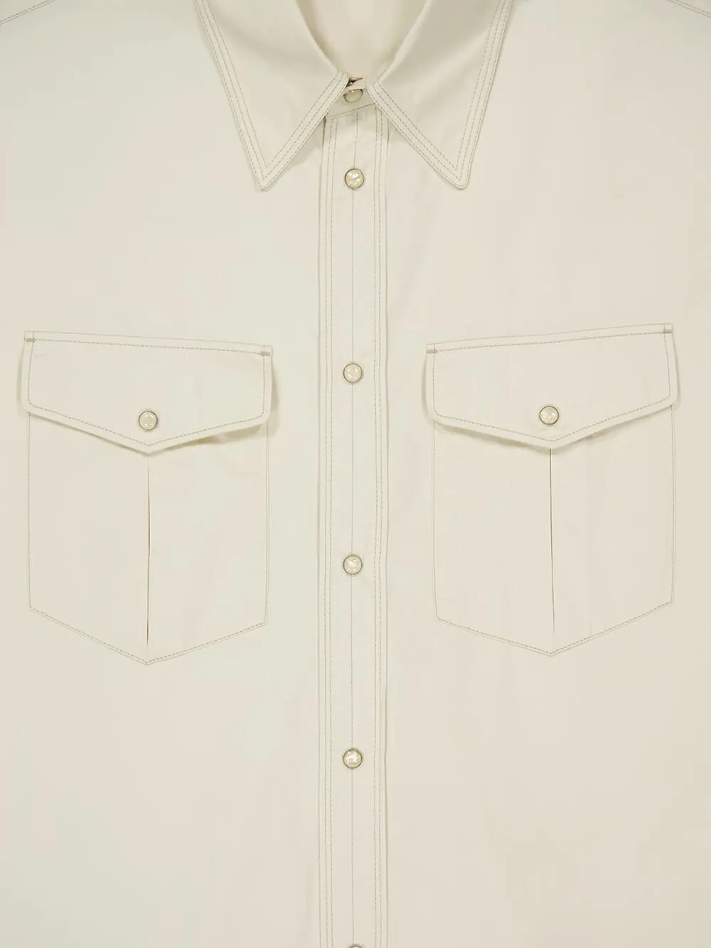 Creamy White Cotton Satin Western Shirt sold by Fashion Clinic product image thumbnail 3