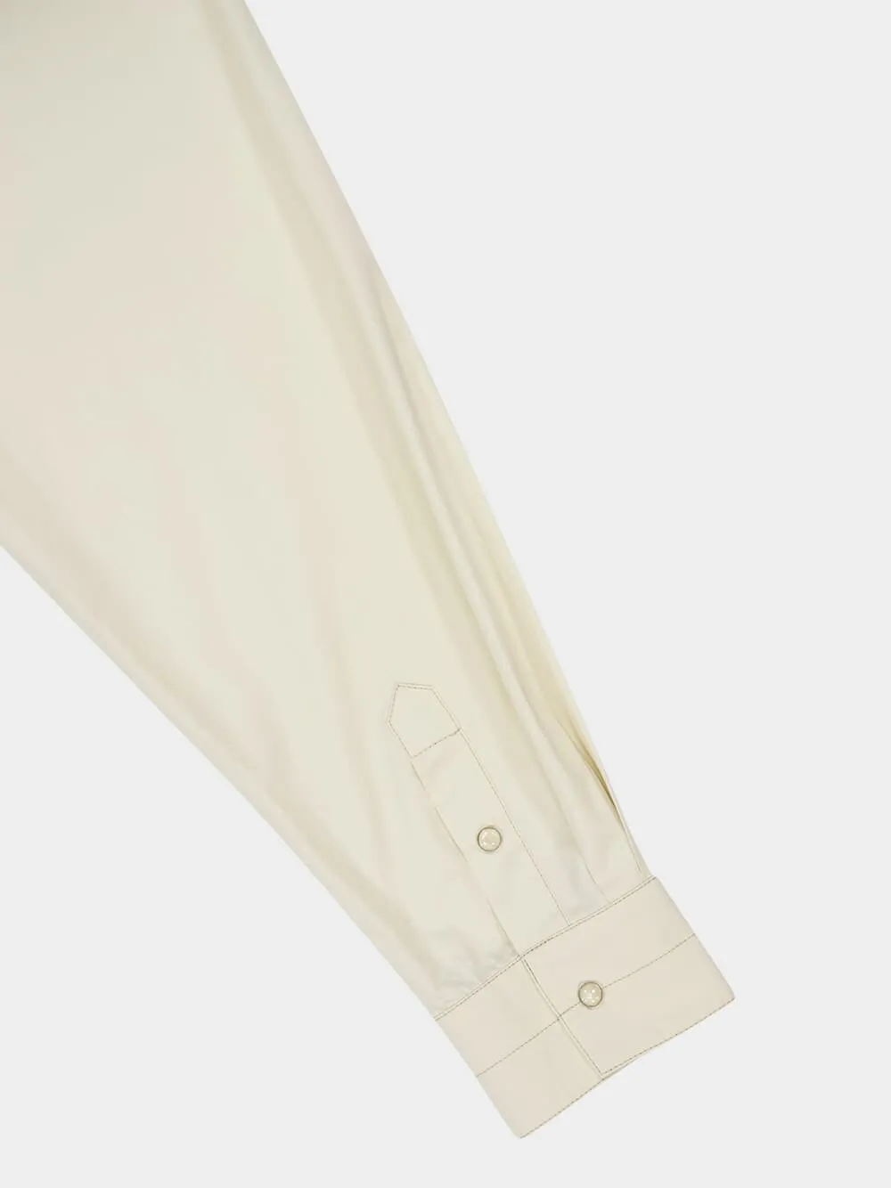 Creamy White Cotton Satin Western Shirt sold by Fashion Clinic product image thumbnail 4