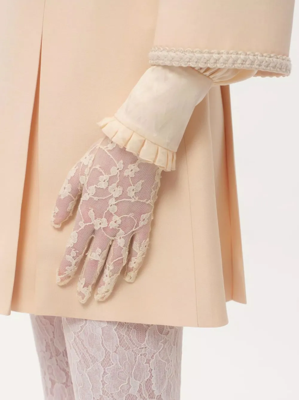 VLogo Signature Lace Gloves in Butter Gold sold by Fashion Clinic product image thumbnail 2