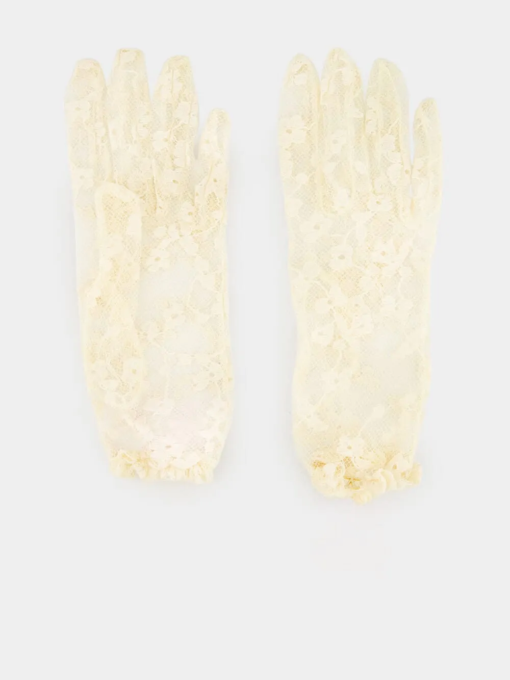 VLogo Signature Lace Gloves in Butter Gold sold by Fashion Clinic