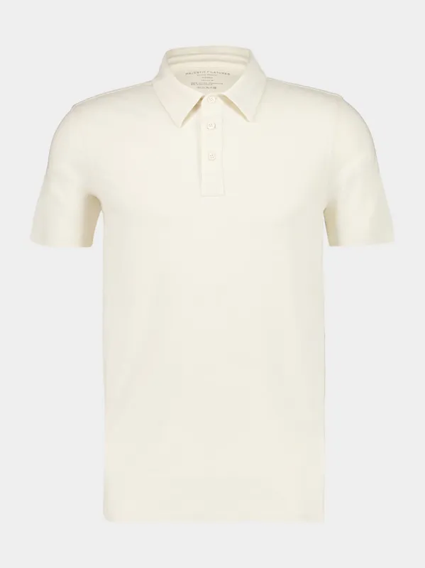 Ecru Organic Cotton Short-Sleeve Polo sold by Fashion Clinic