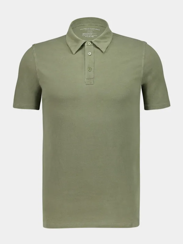 Army Green Organic Cotton Short-Sleeve Polo made by Fashion Clinic
