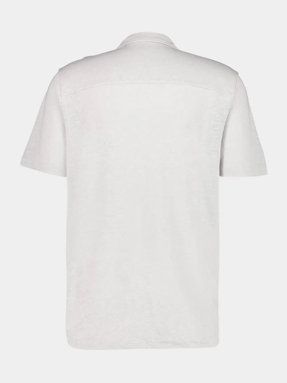 Cream Short-Sleeve Linen Button-Up Shirt sold by Fashion Clinic product image thumbnail 2