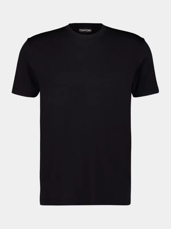 Black Lyocell Cotton T-Shirt sold by Fashion Clinic