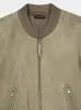 Pale Matcha Suede Bomber Jacket sold by Fashion Clinic
