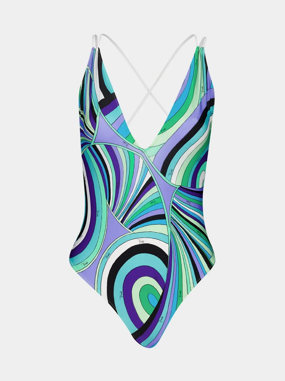 Iride V-Neck Swimsuit in Verde Lilia Print sold by Fashion Clinic