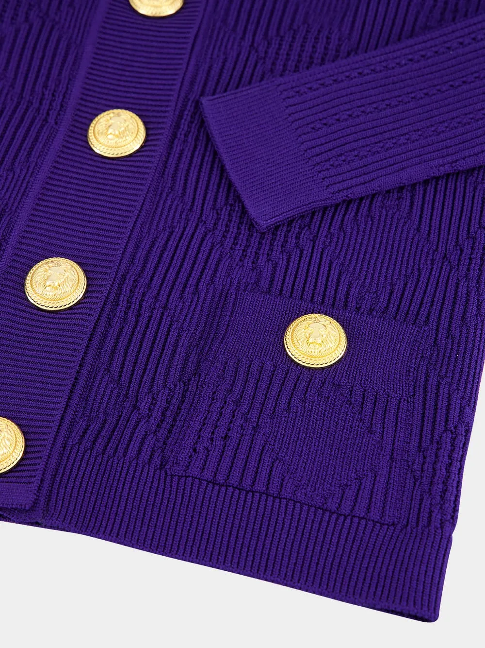 Cobalt Blue Gingham Openwork Knit Cardigan sold by Fashion Clinic product image thumbnail 4