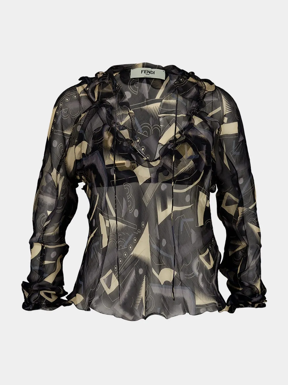 Black Semi-Sheer Blouse sold by Fashion Clinic