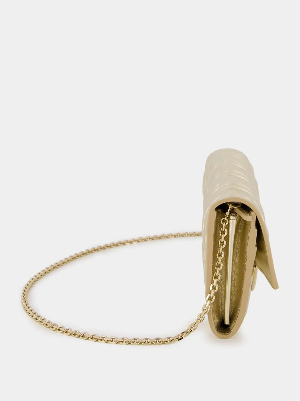 Metallic Gold Baguette Continental Clutch with Chain sold by Fashion Clinic product image thumbnail 4