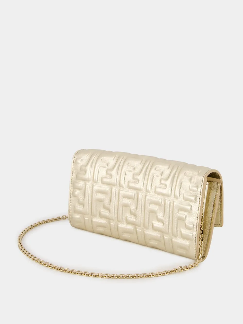 Metallic Gold Baguette Continental Clutch with Chain sold by Fashion Clinic product image thumbnail 5