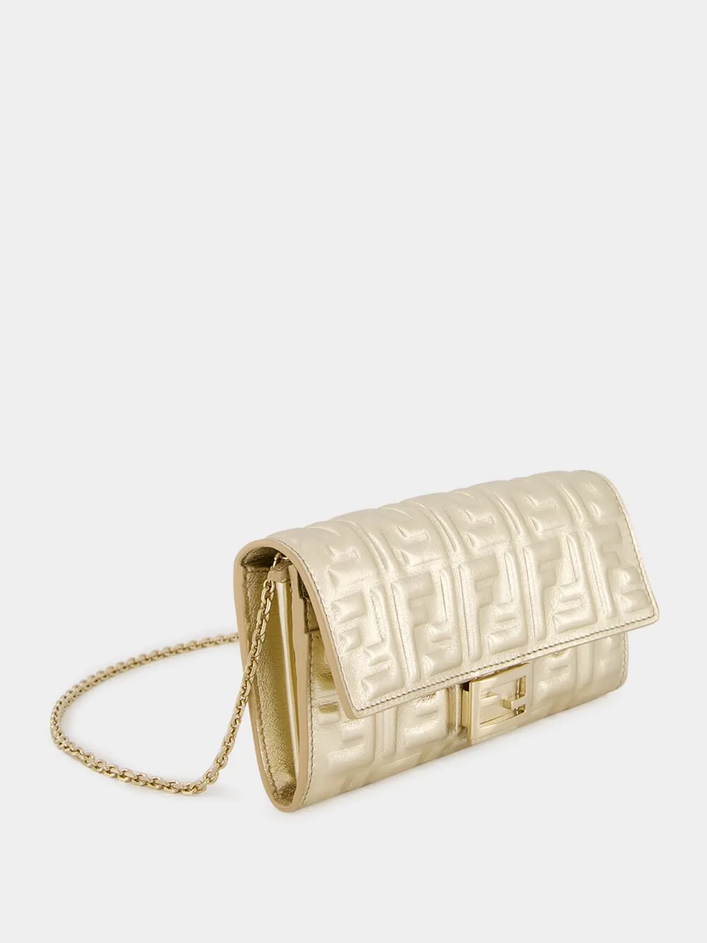 Metallic Gold Baguette Continental Clutch with Chain sold by Fashion Clinic product image thumbnail 3