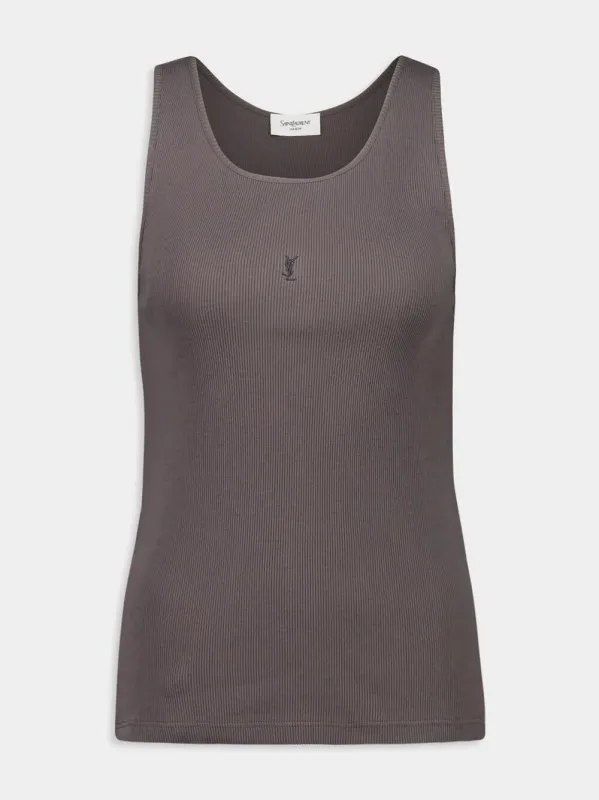 Cassandre Ribbed Tank Top in Anthracite sold by Fashion Clinic