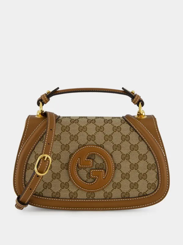 Beige and Dark Brown Blondie Small Top Handle Bag sold by Fashion Clinic
