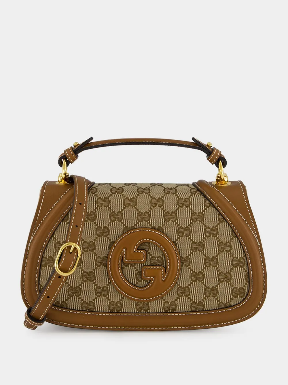 Beige and Dark Brown Blondie Small Top Handle Bag sold by Fashion Clinic