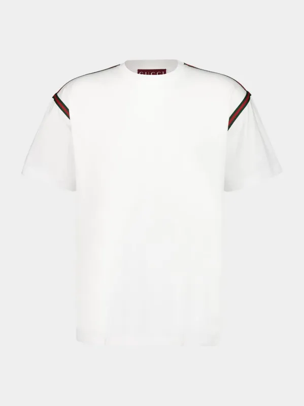 White Embroidered Cotton T-Shirt sold by Fashion Clinic