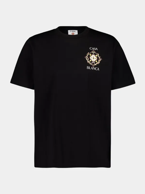 Black Championship Diamond Print T-Shirt sold by Fashion Clinic