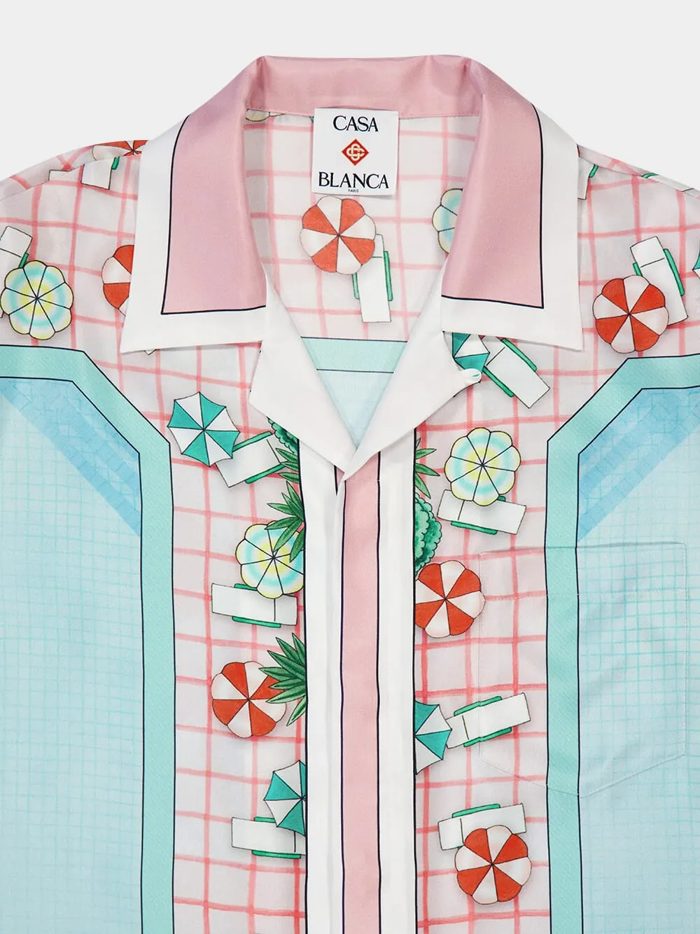 Copacabana Pink Silk Twill Cuban Shirt sold by Fashion Clinic product image thumbnail 3
