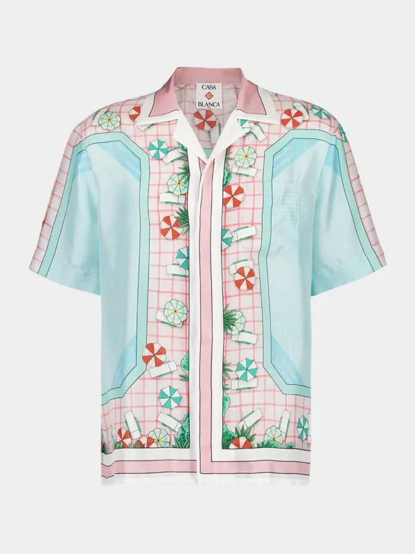 Copacabana Pink Silk Twill Cuban Shirt sold by Fashion Clinic