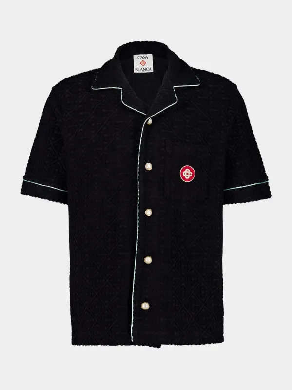 Black Towelling Monogram Cotton Shirt sold by Fashion Clinic