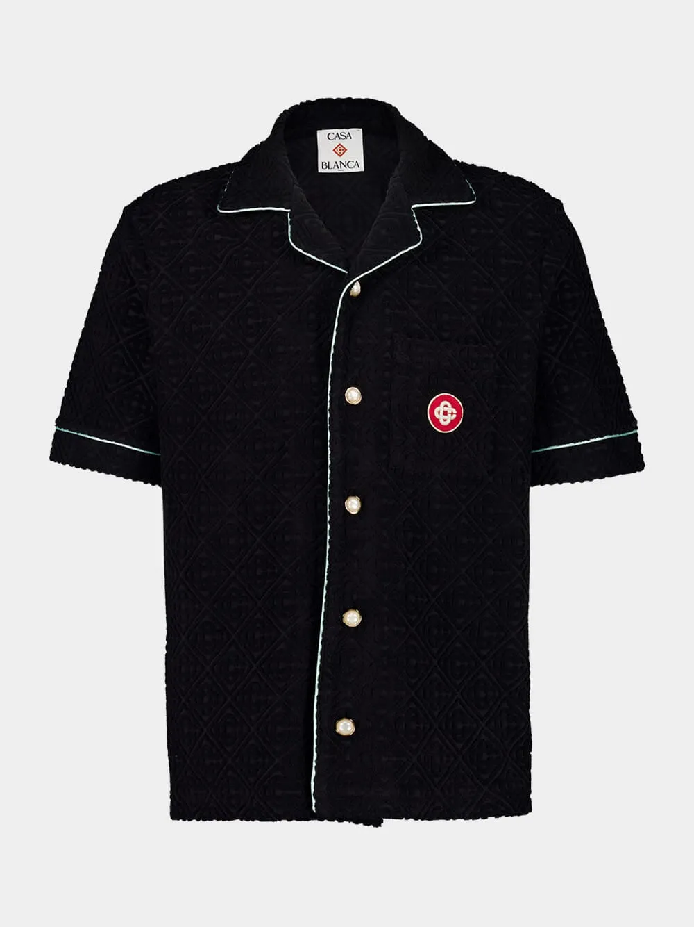 Black Towelling Monogram Cotton Shirt sold by Fashion Clinic