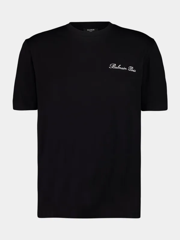 Black Embroidered Signature T-shirt sold by Fashion Clinic