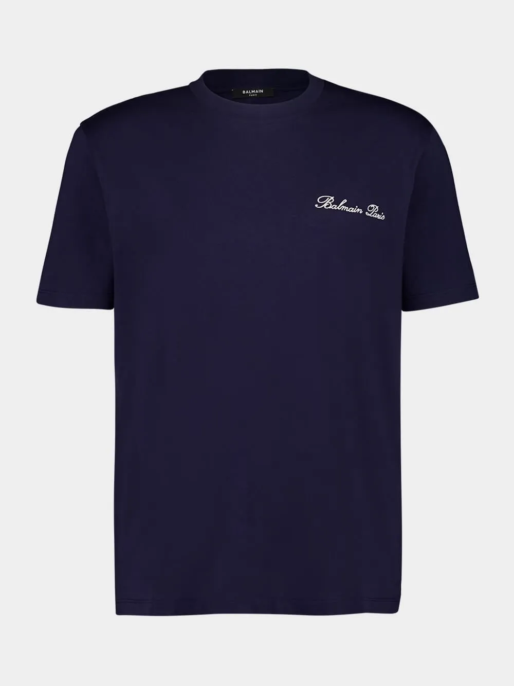 Marine Blue Embroidered Signature T-shirt sold by Fashion Clinic