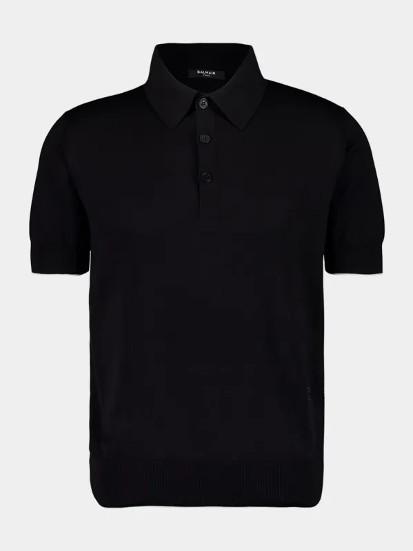 Black Polo Regular Fit Cotton Silk Knit sold by Fashion Clinic