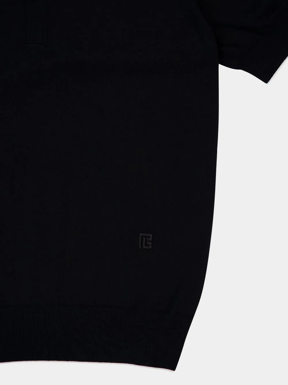 Black Polo Regular Fit Cotton Silk Knit sold by Fashion Clinic product image thumbnail 4