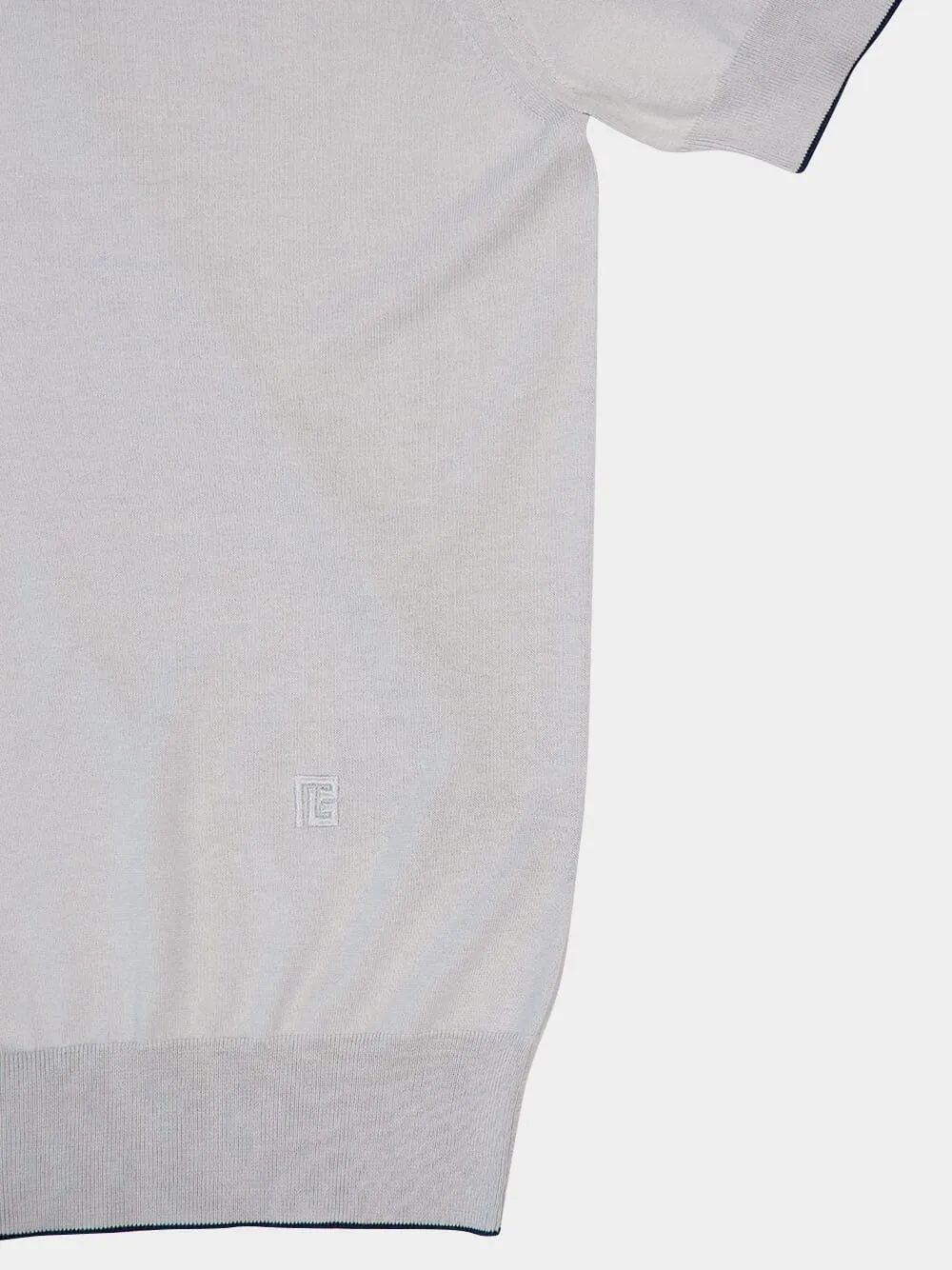 Grey Polo Regular Fit Cotton Silk Knit sold by Fashion Clinic product image thumbnail 4