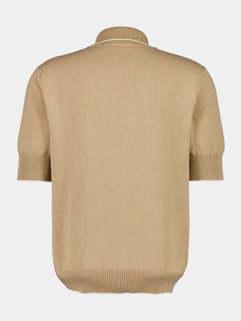 Beige Écusson Embroidered Knit Polo Shirt sold by Fashion Clinic product image thumbnail 4
