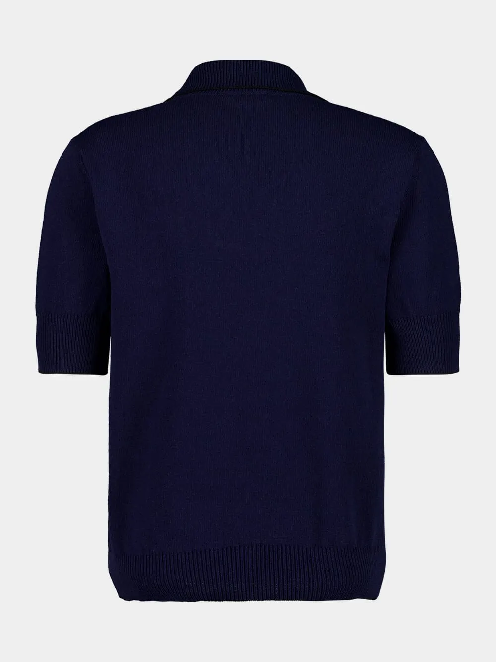 Navy Blue Écusson Embroidered Knit Polo Shirt sold by Fashion Clinic product image thumbnail 2