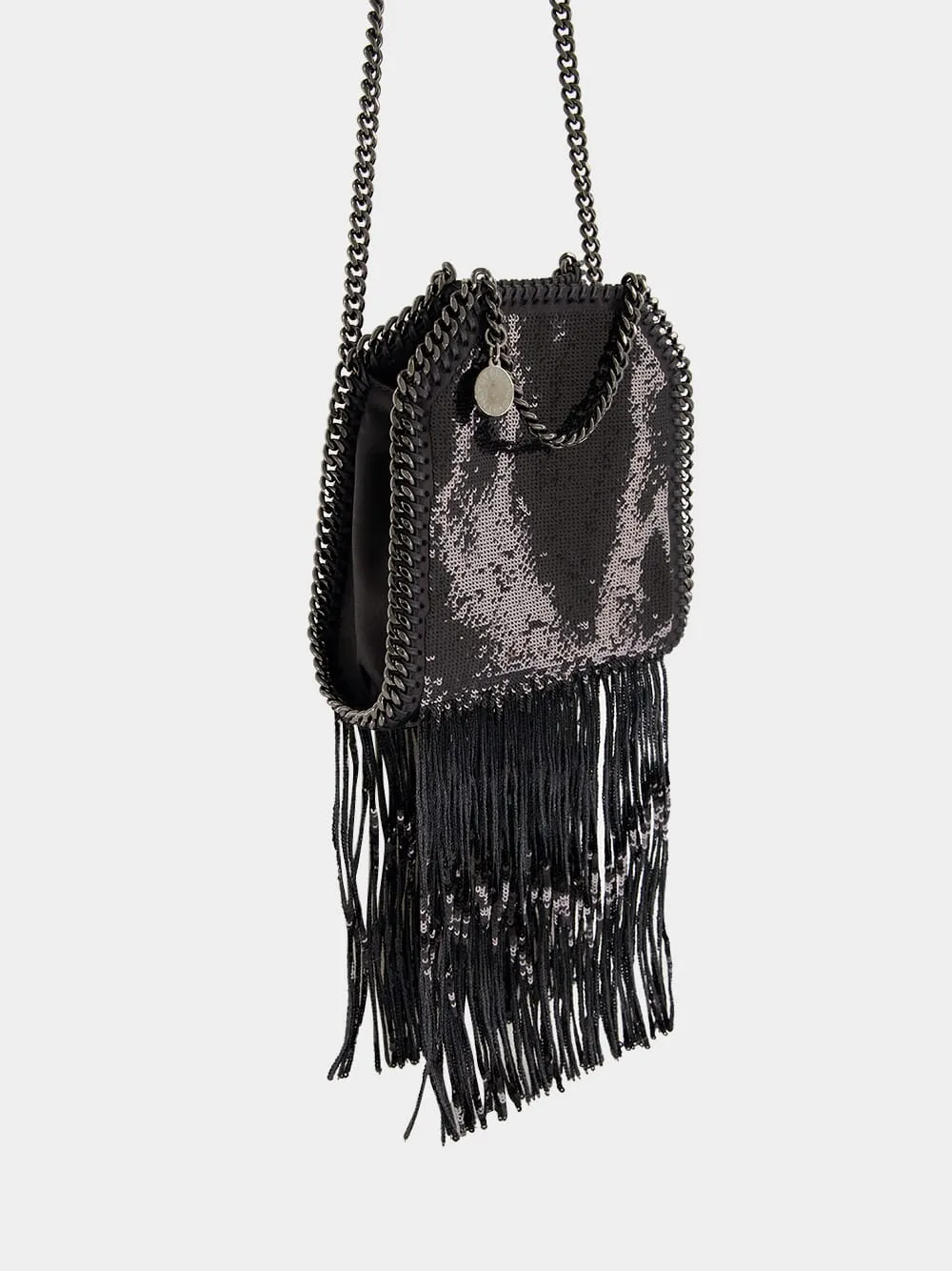 Black Limited-Edition Falabella Sequin Fringe Tiny Tote Bag sold by Fashion Clinic product image thumbnail 5