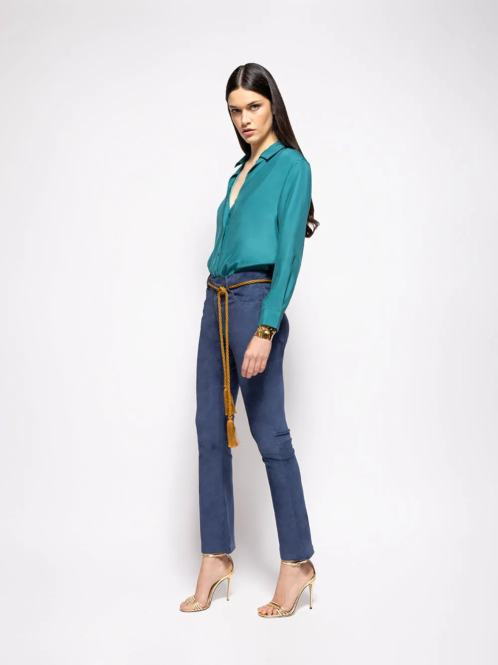 Ametista Botanical Green Silk Shirt sold by Fashion Clinic product image thumbnail 3